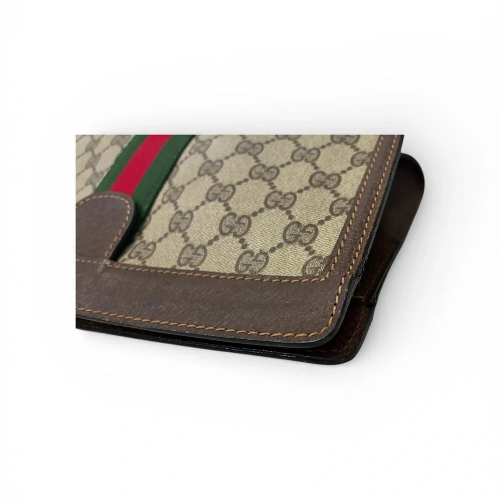 Vintage Gucci GG Supreme Web Sherry Line clutch bag in beige PVC & brown leather - Picture 7 of 7